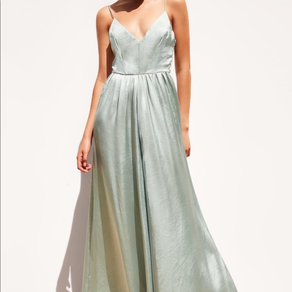 SOLD Zara Sea Green Satin Jumpsuit